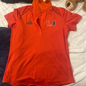 Adidas Orange University of Miami PoloShirt with Logo